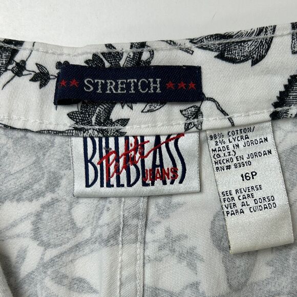 Bill Blass White & Black Floral Toile Print Cotton Denim Capri Pants 16 Petite - Picture 6 of 8
